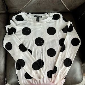 INC black white polka dot embellished light sweater! Size Medium! VGUC!